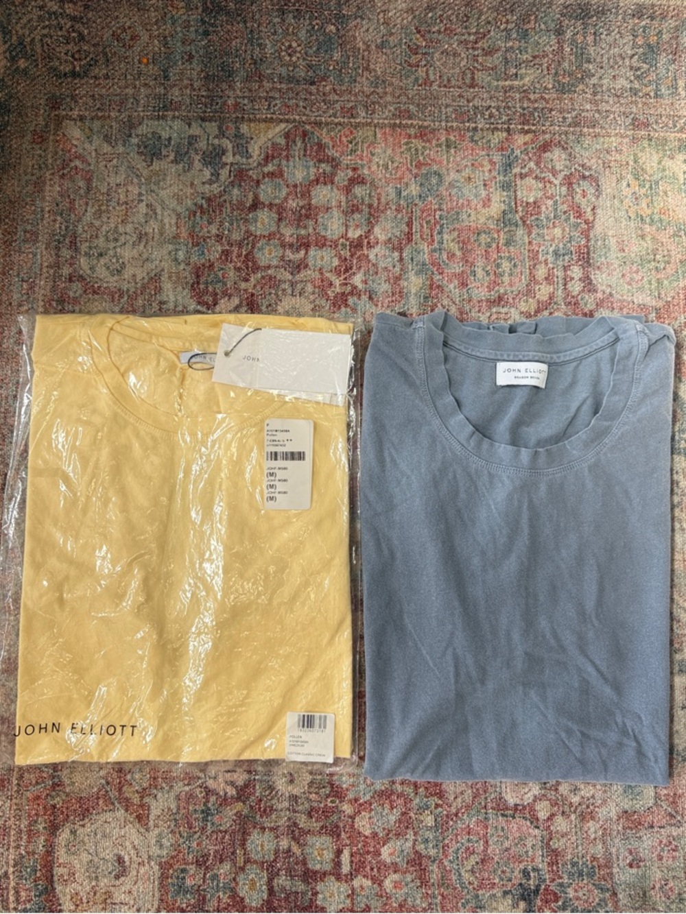 John Elliott Two-Pack M Cotton Classic Crew Tees in Pale Yellow & Dusty Blue
